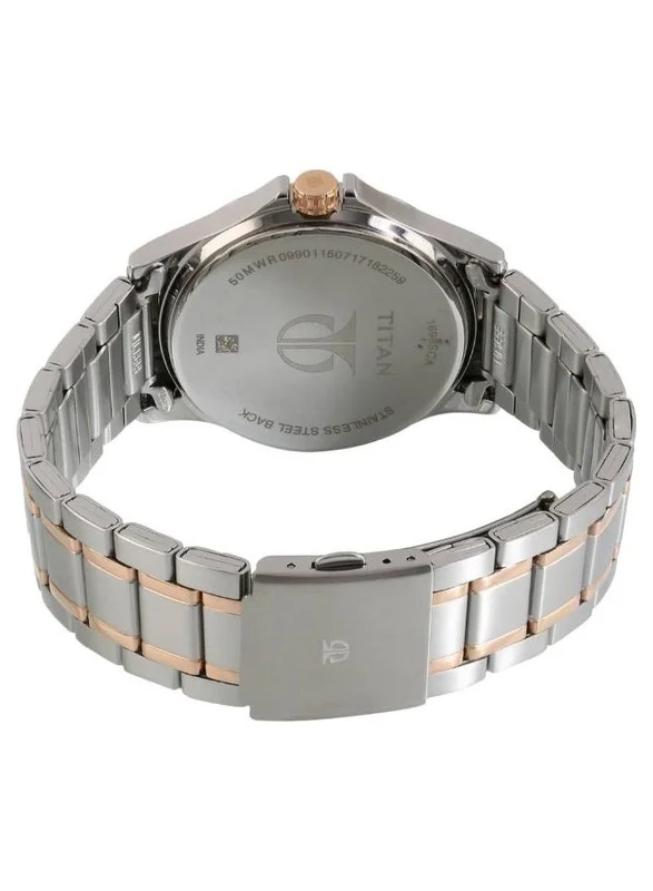 TITAN Titan Workwear Quartz Multifunction Brown Dial Two Toned Silver and Gold Stainless Steel Strap Watch for Men - NT1698KM01
